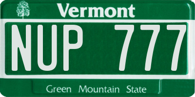 VT license plate NUP777