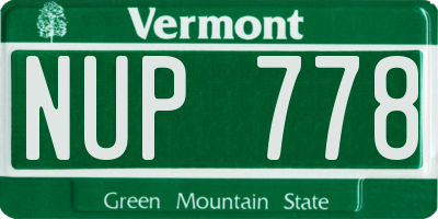 VT license plate NUP778