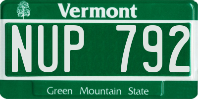 VT license plate NUP792