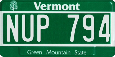 VT license plate NUP794