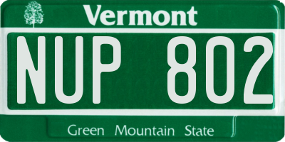 VT license plate NUP802