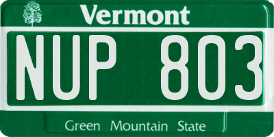 VT license plate NUP803