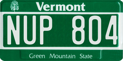 VT license plate NUP804