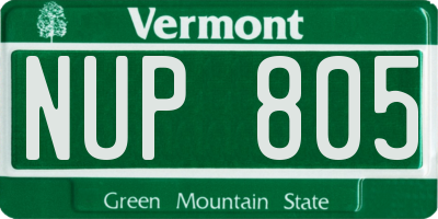 VT license plate NUP805