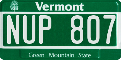 VT license plate NUP807