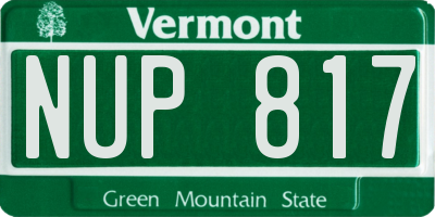 VT license plate NUP817