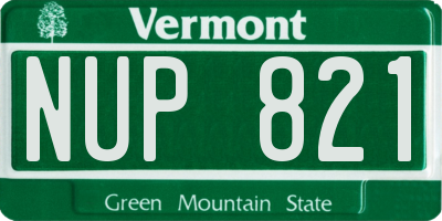 VT license plate NUP821