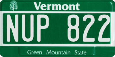 VT license plate NUP822