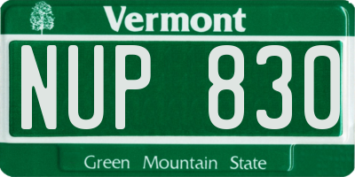 VT license plate NUP830
