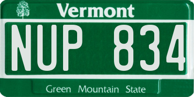 VT license plate NUP834