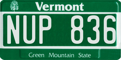 VT license plate NUP836