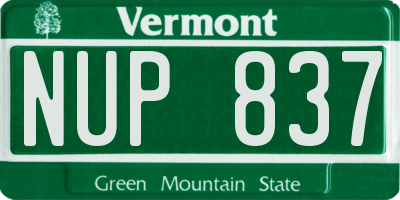 VT license plate NUP837