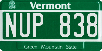 VT license plate NUP838