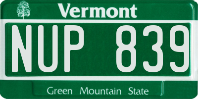VT license plate NUP839