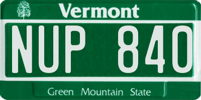 VT license plate NUP840