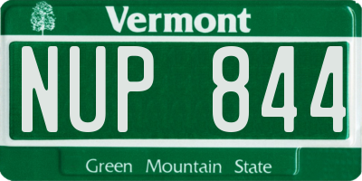 VT license plate NUP844