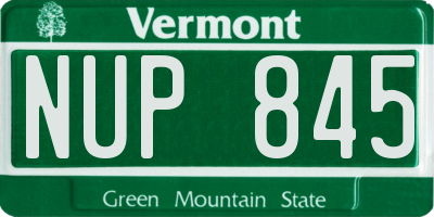 VT license plate NUP845