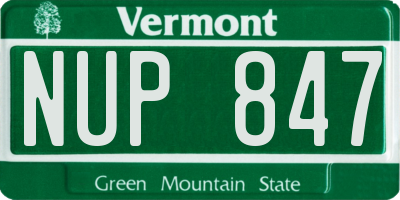 VT license plate NUP847