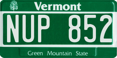 VT license plate NUP852