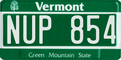 VT license plate NUP854