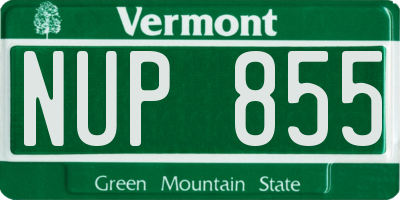 VT license plate NUP855