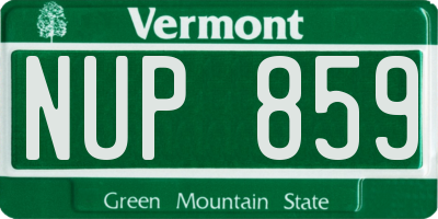 VT license plate NUP859