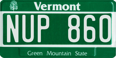 VT license plate NUP860
