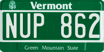 VT license plate NUP862