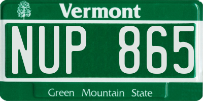 VT license plate NUP865