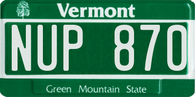 VT license plate NUP870