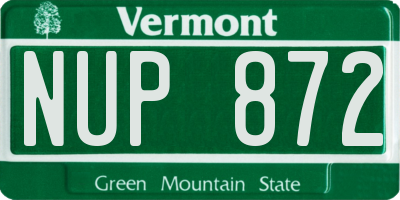 VT license plate NUP872