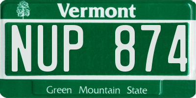 VT license plate NUP874