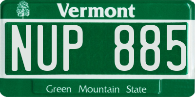 VT license plate NUP885