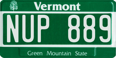 VT license plate NUP889