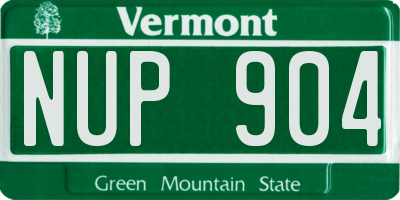 VT license plate NUP904