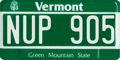 VT license plate NUP905
