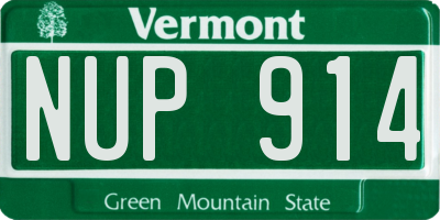 VT license plate NUP914