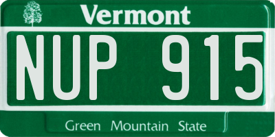 VT license plate NUP915
