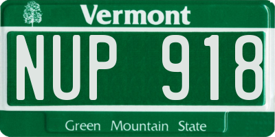 VT license plate NUP918