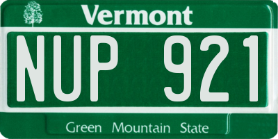 VT license plate NUP921