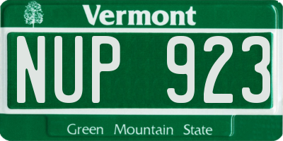 VT license plate NUP923