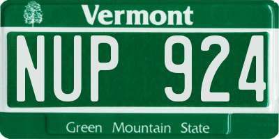 VT license plate NUP924