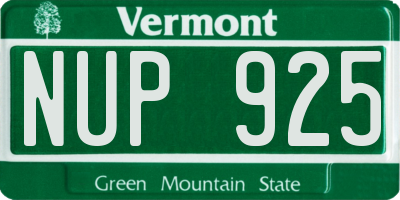 VT license plate NUP925