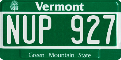 VT license plate NUP927