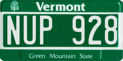 VT license plate NUP928