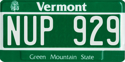 VT license plate NUP929