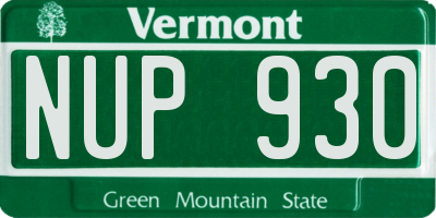 VT license plate NUP930