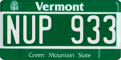 VT license plate NUP933
