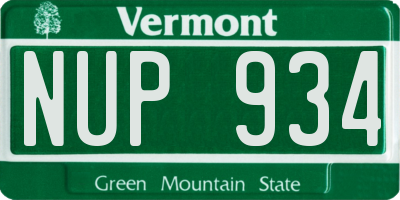 VT license plate NUP934