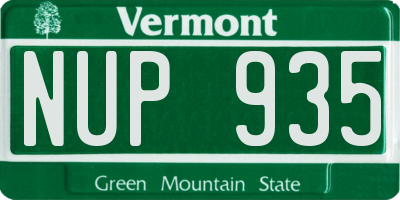VT license plate NUP935